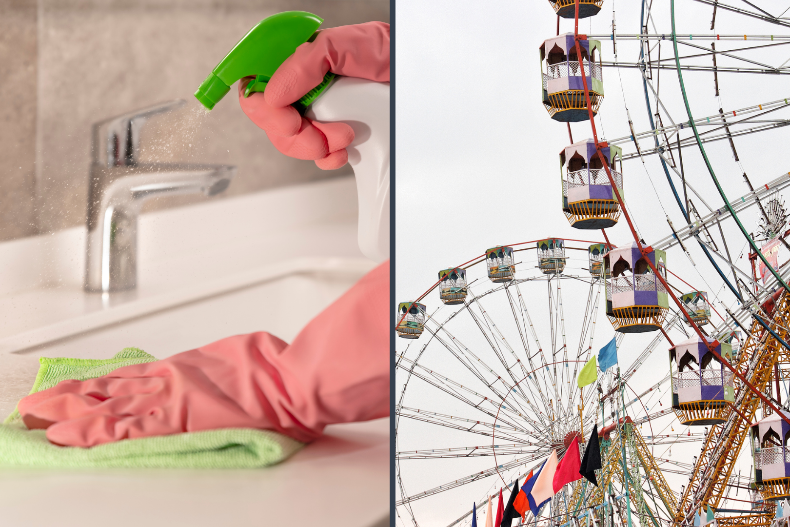 professional cleaner with ferris wheel and games